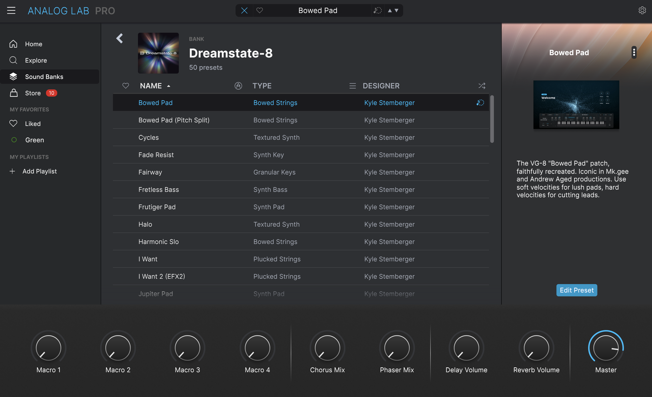 Dreamstate-8 loaded in Analog Lab